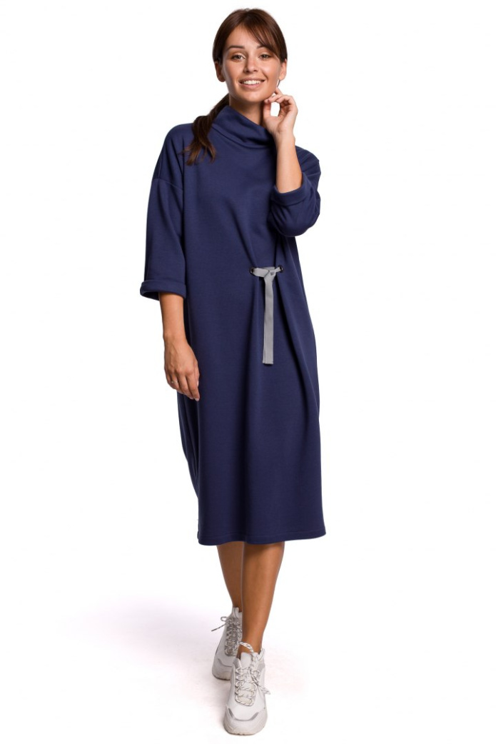 Sukienka Midi - Bawełniana - niebieskie
